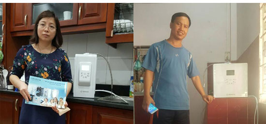 Khách hàng sử dụng máy lọc nước ion kiềm giày hydro Crewelter